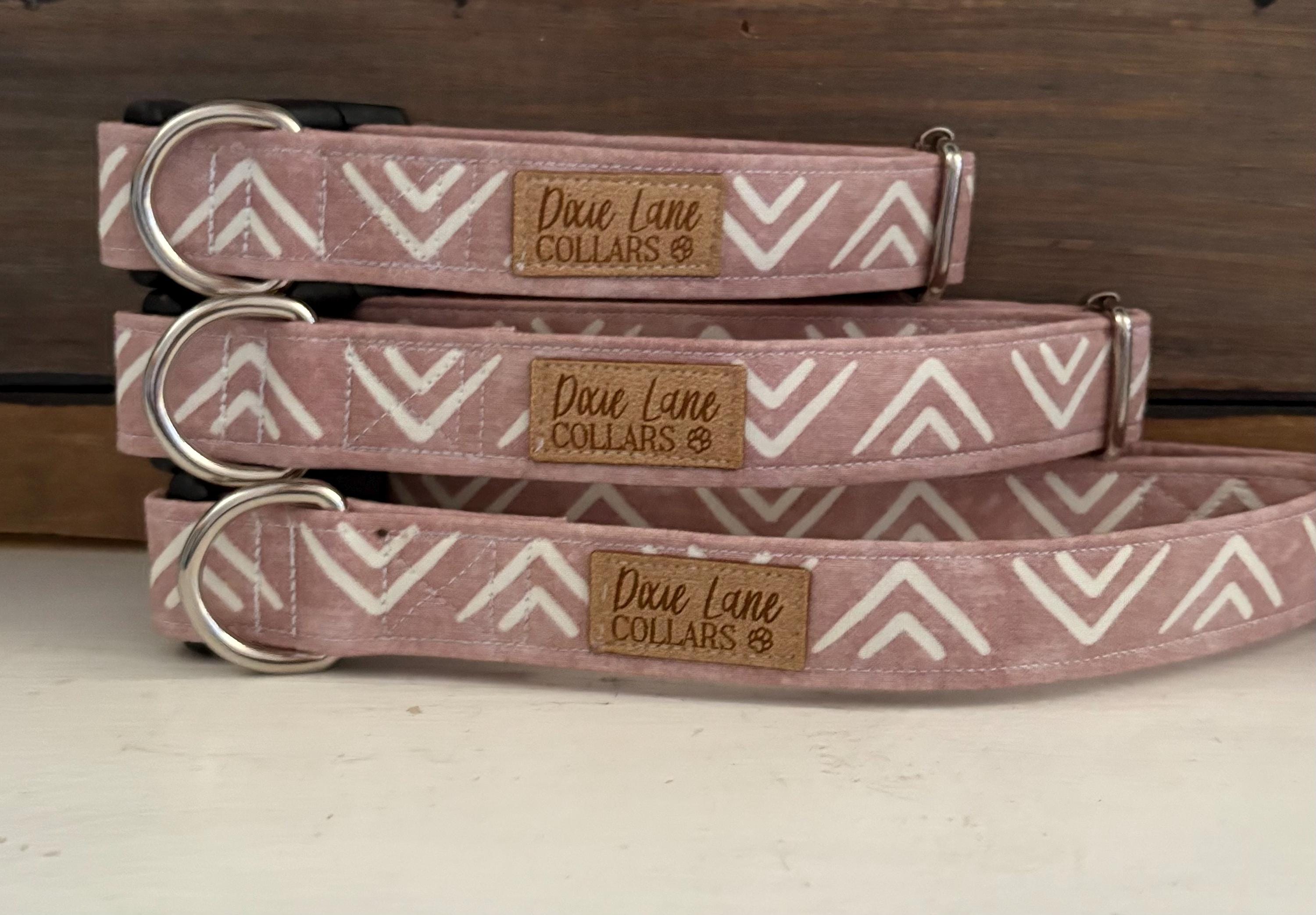 Pink Chevron Fabric Dog Collar