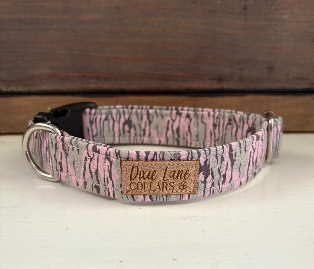 Pink Bottomland Camo Print Dog Collar