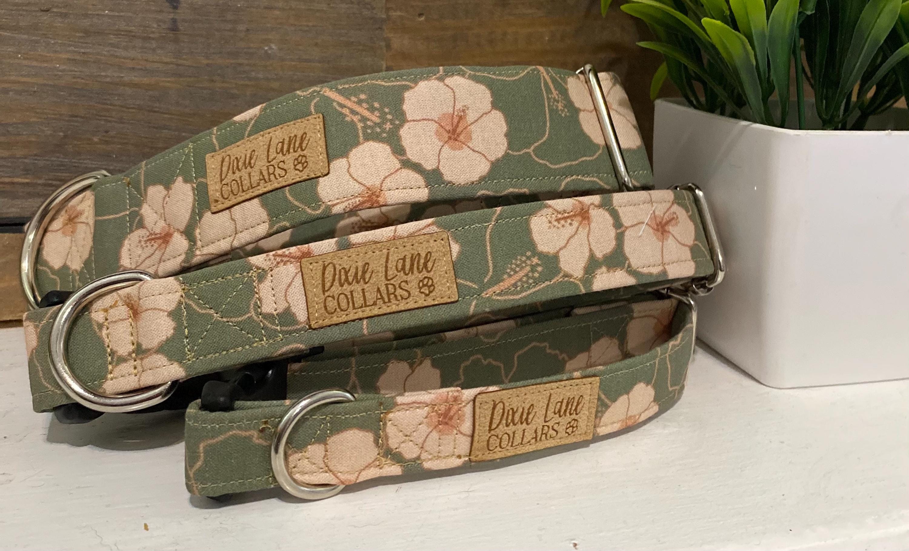 Green Hibiscus Floral Dog Collar