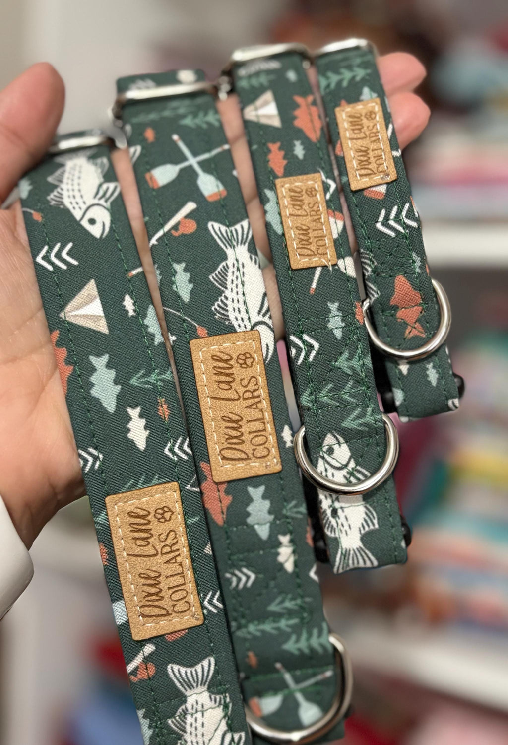 Green Fishing Dog Collar
