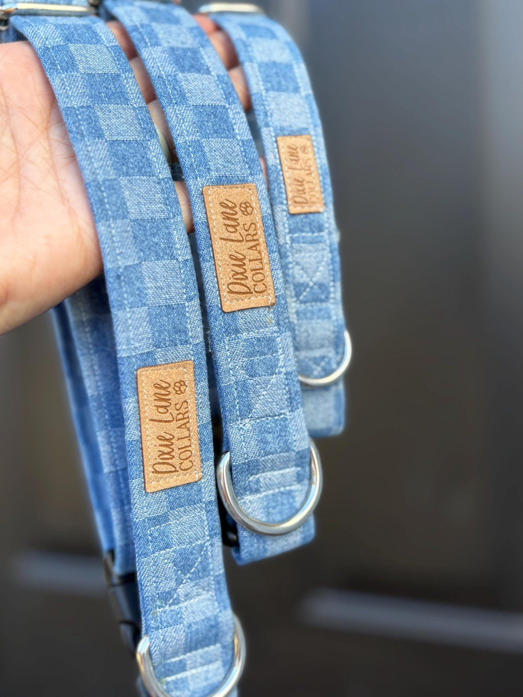 Blue Denim Checker Collar