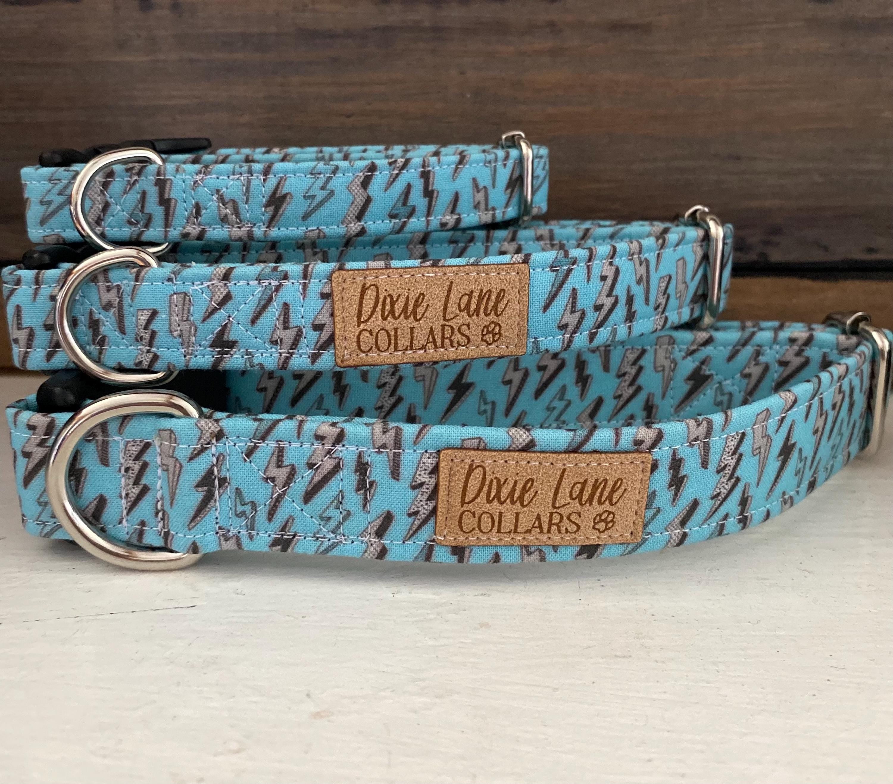 Blue Lightning Bolts Dog Collar