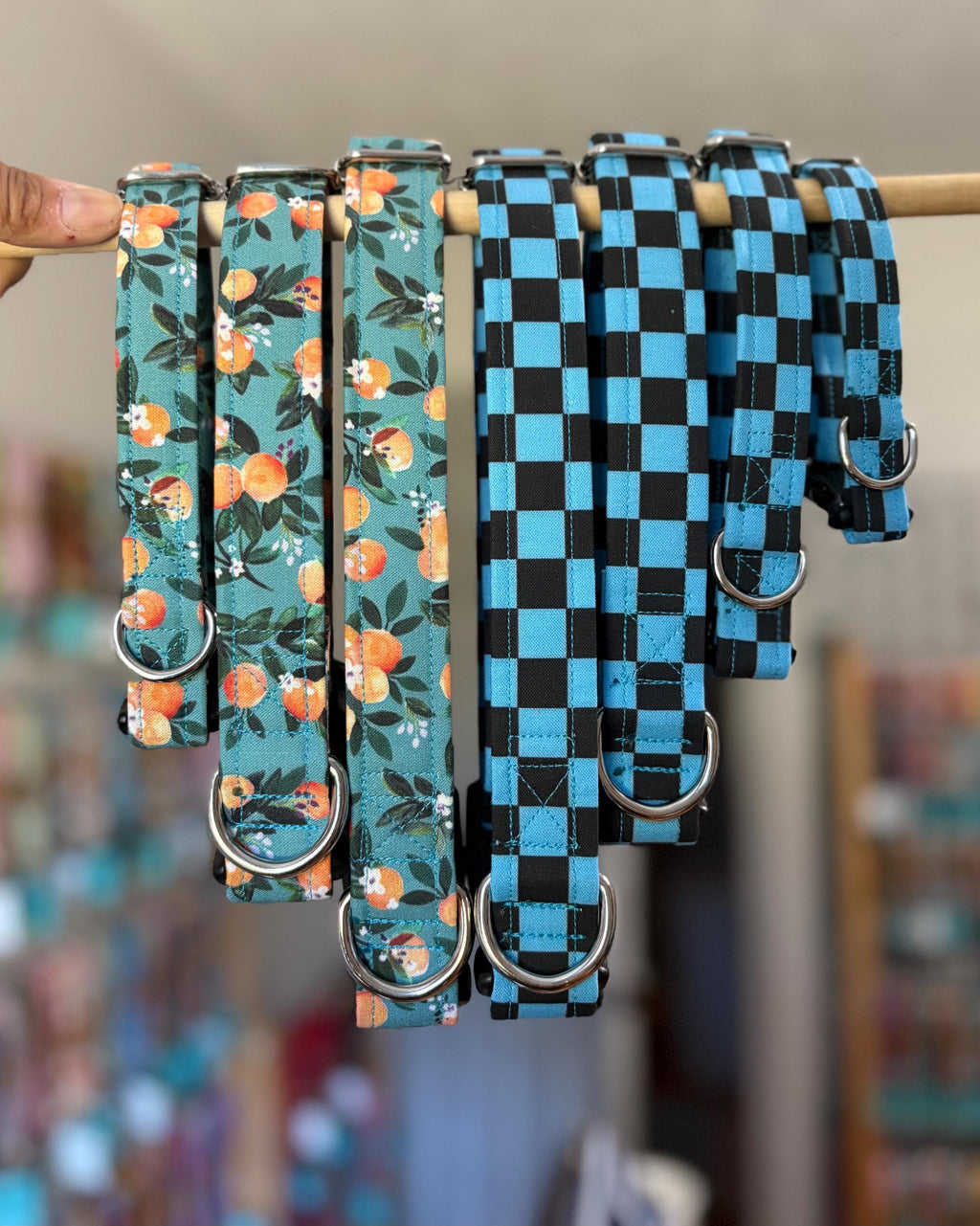 Blue and Black Checker Dog Collar