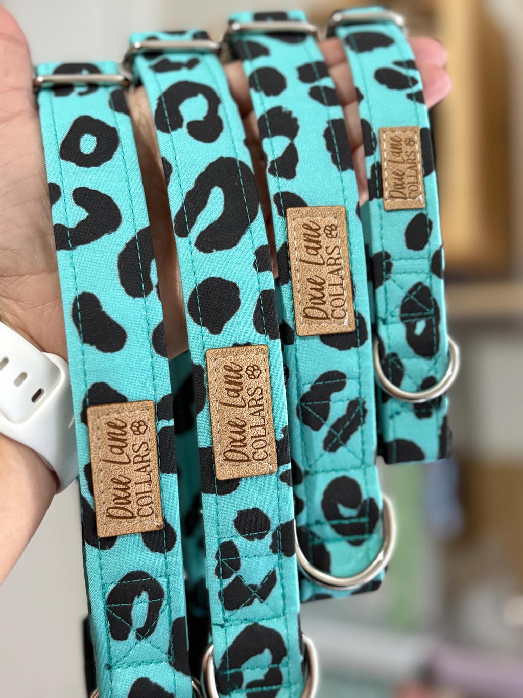 Teal Leopard Print Dog Collar