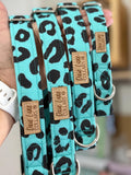 Teal Leopard Print Dog Collar