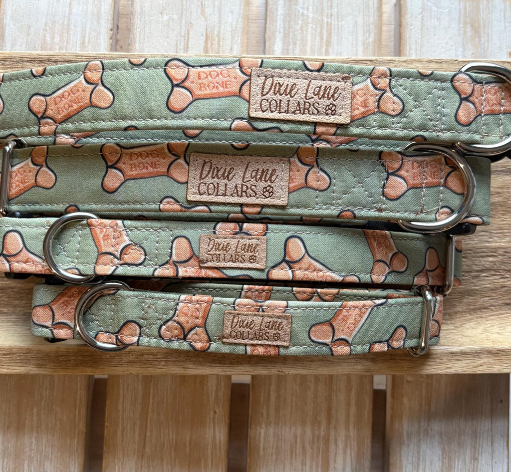 Green Dog Bone Collar