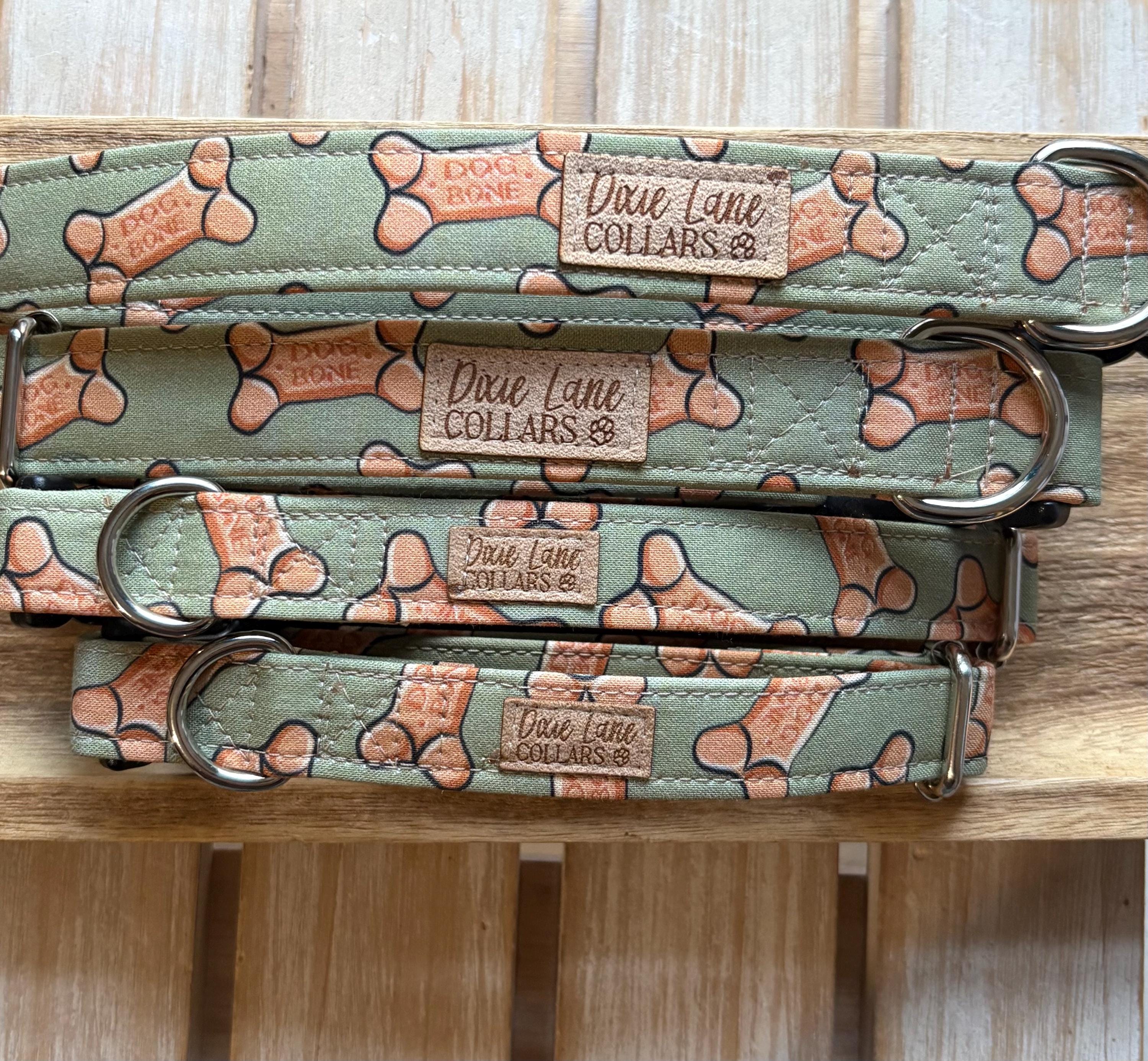 Green Dog Bone Collar