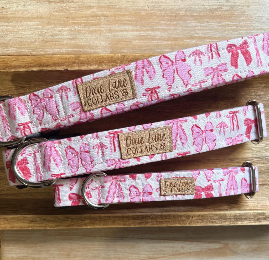 Pink Coquette Bows Dog Collar