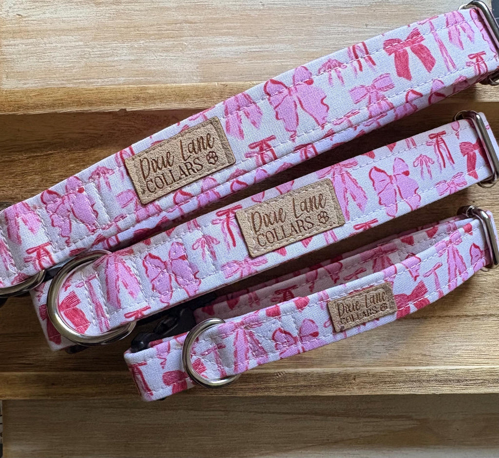 Pink Coquette Bows Dog Collar