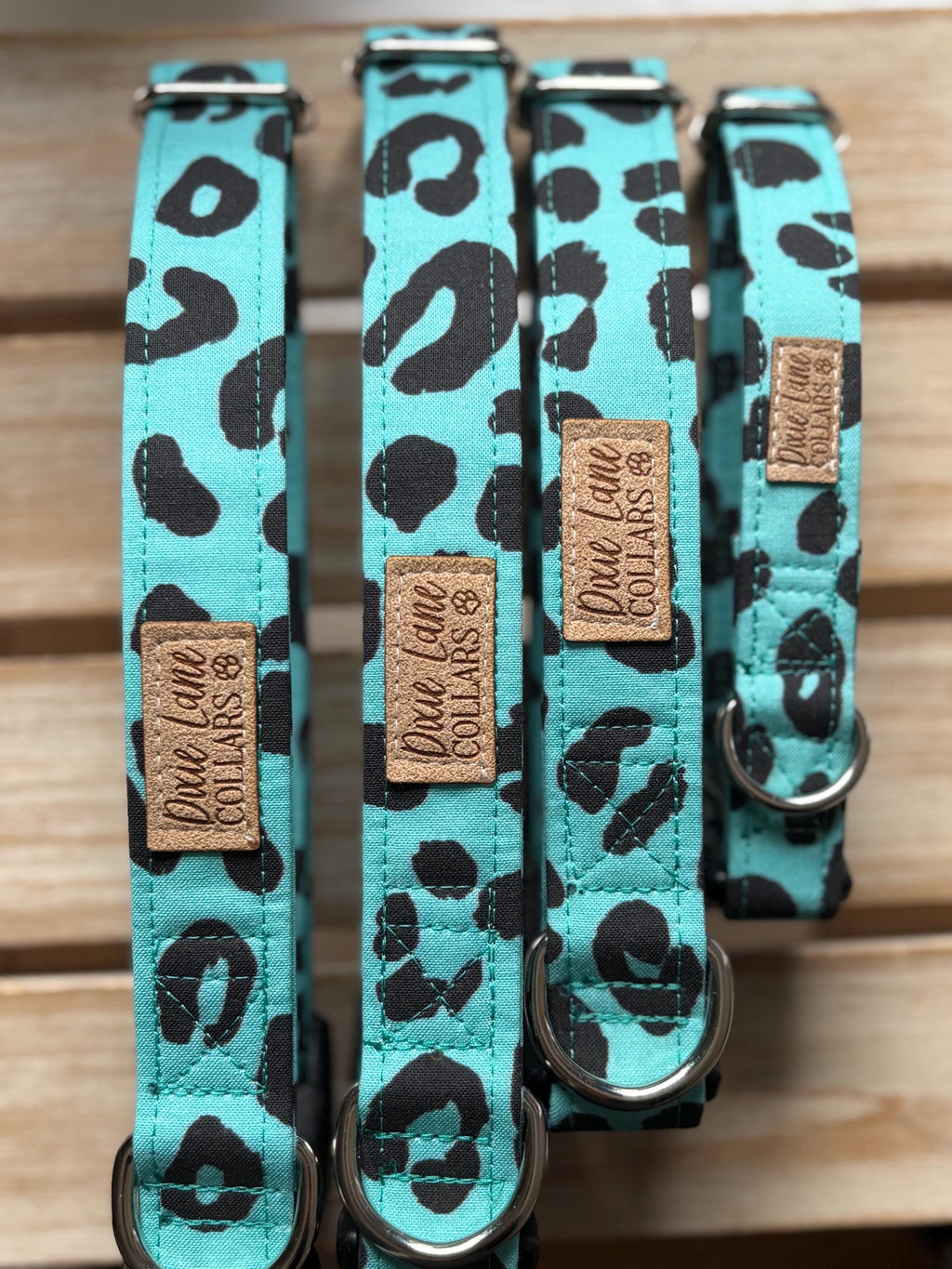 Teal Leopard Print Dog Collar