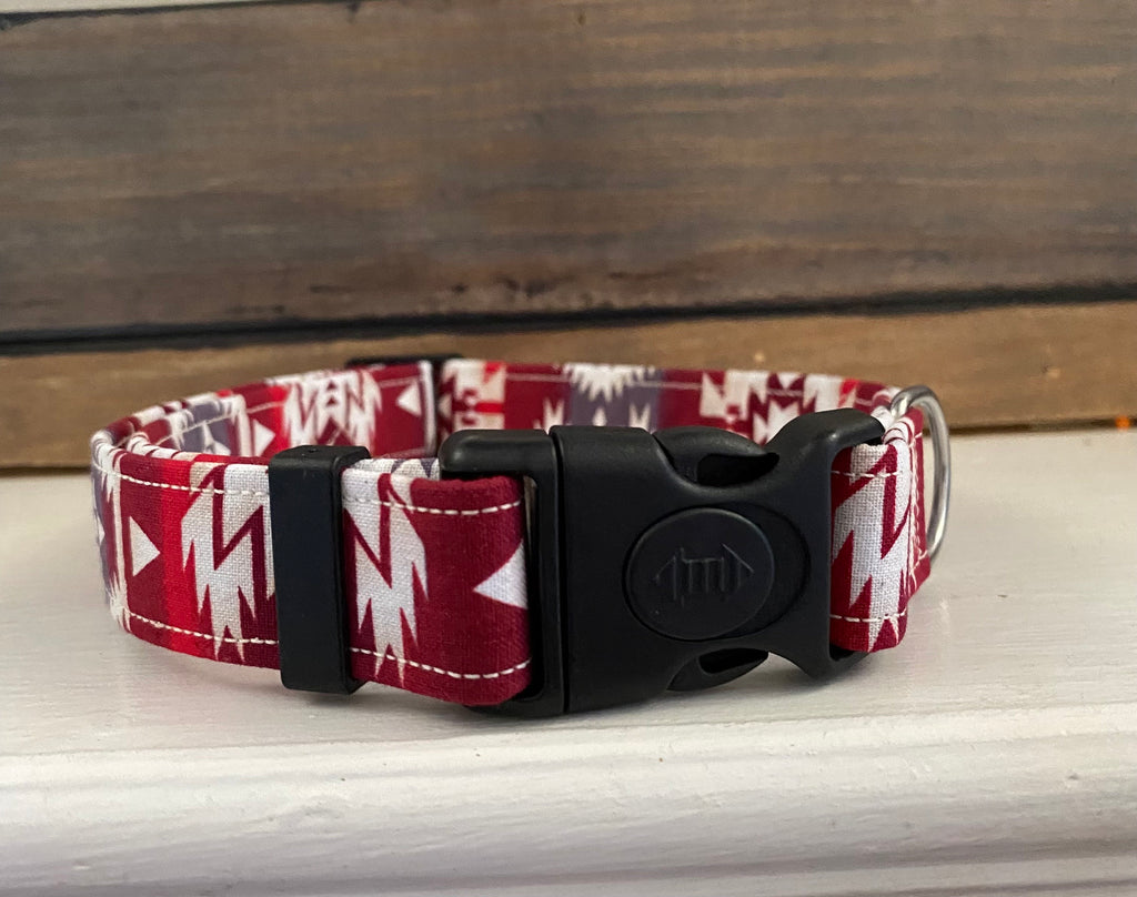 Red Aztec Print Dog Collar