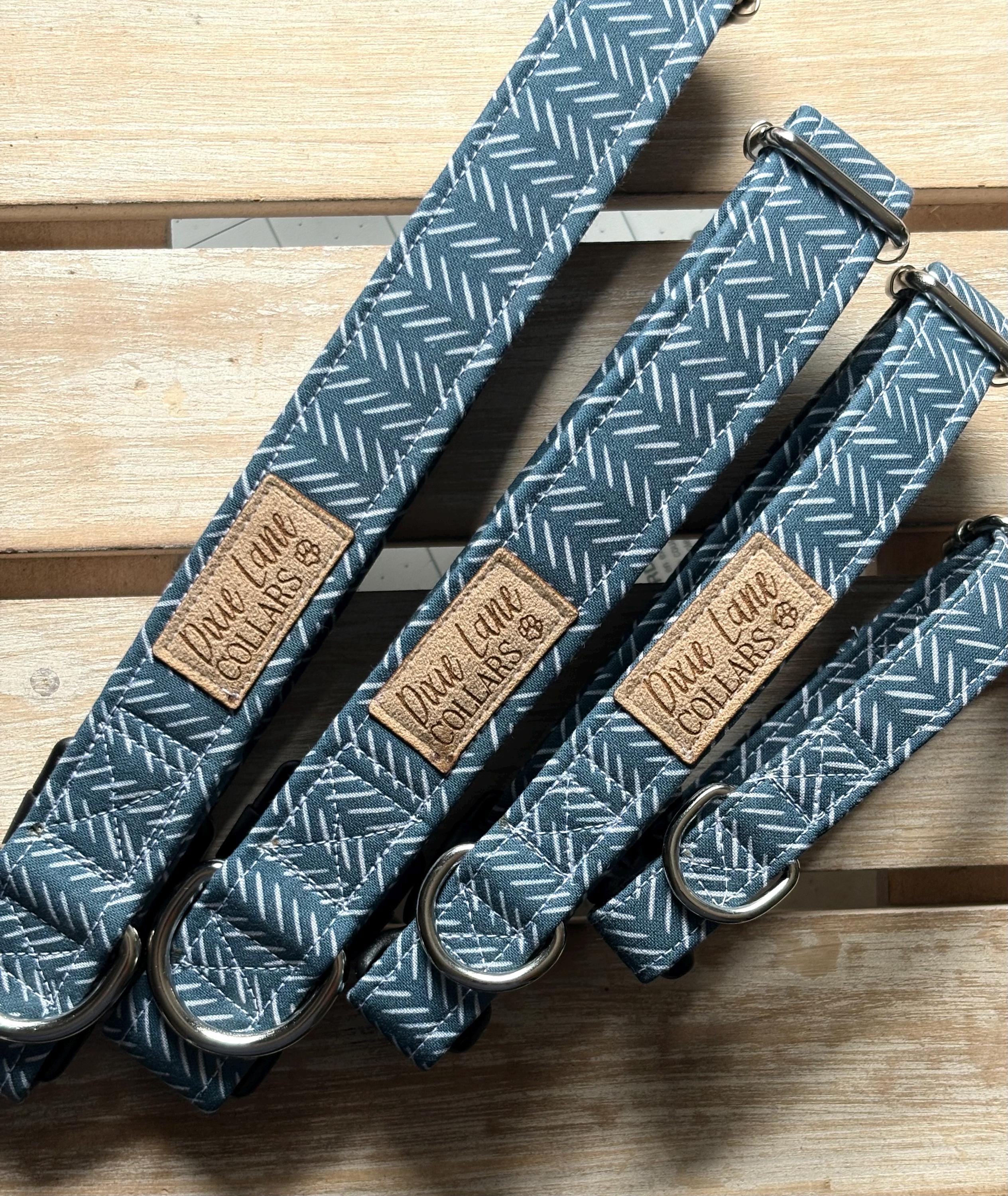Blue Chevron Boho Dog Collar