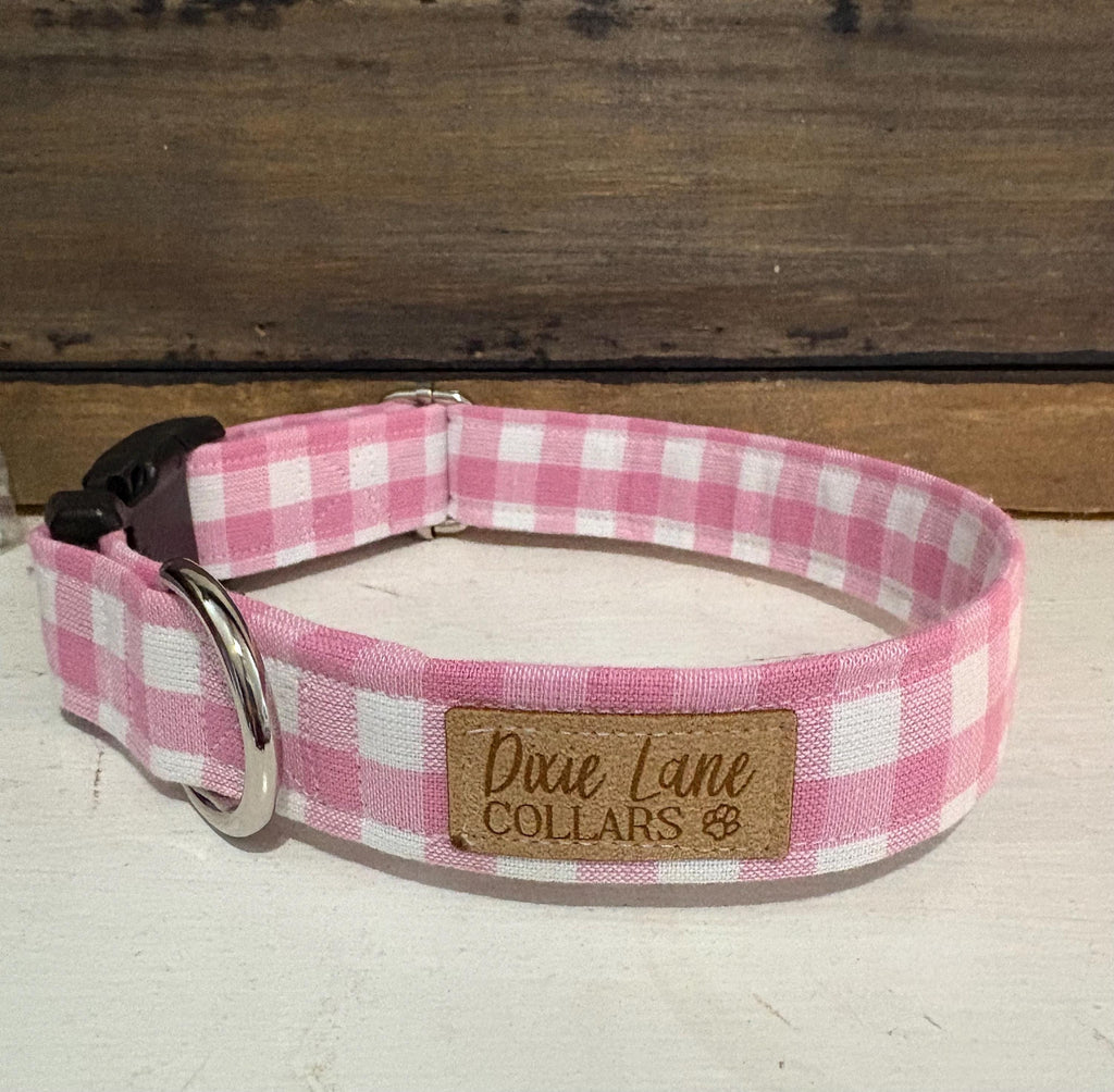 Pink Plaid Dog Collar