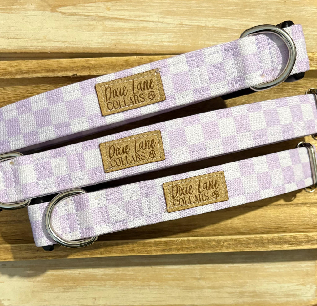 Purple Lavender Checker Dog Colla
