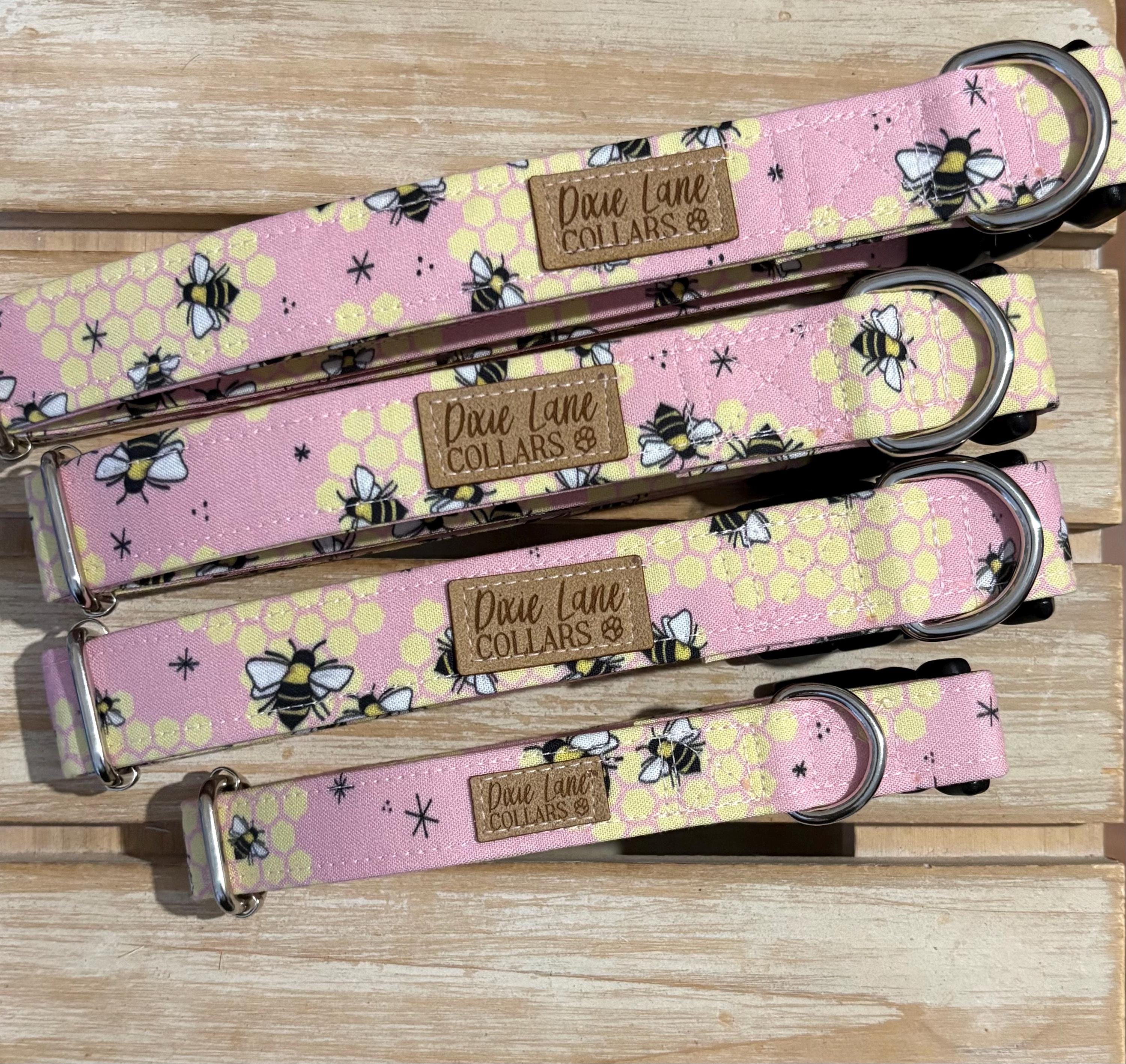 Pink Bees Dog Collar