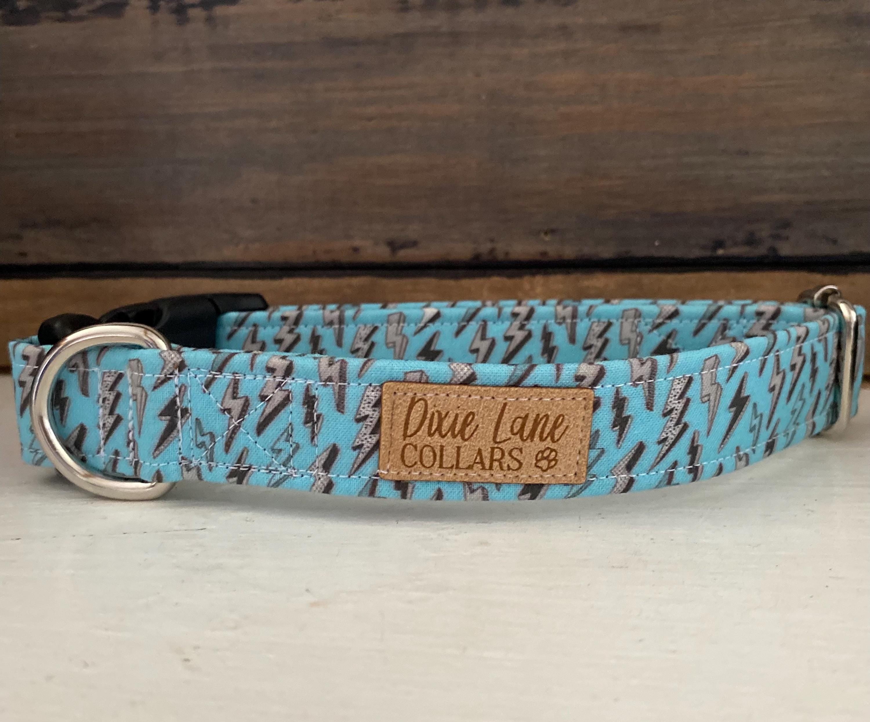 Blue Lightning Bolts Dog Collar