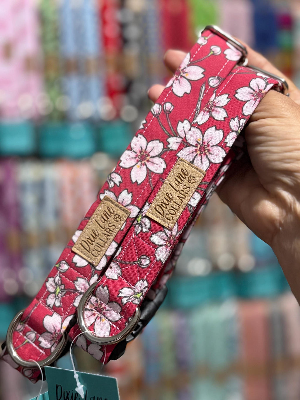 Red Cherry Blossom Dog Collar
