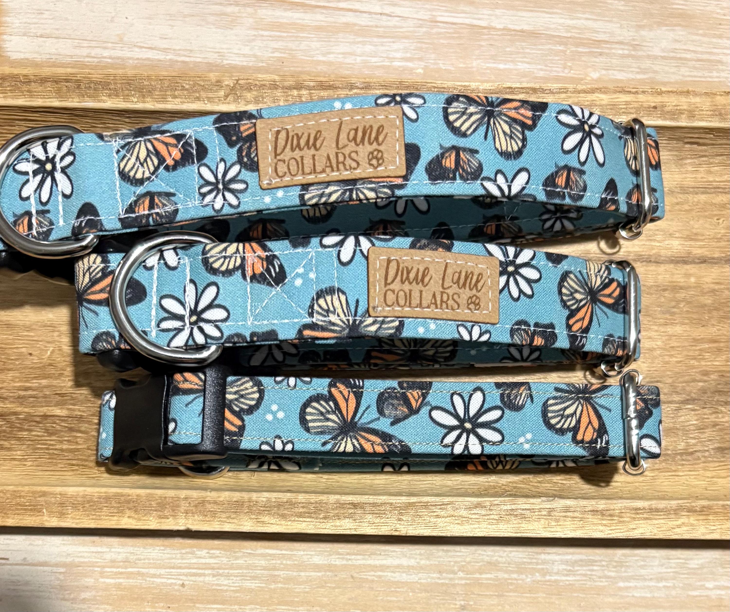 Monarch Butterflies and Daisies Dog Collar