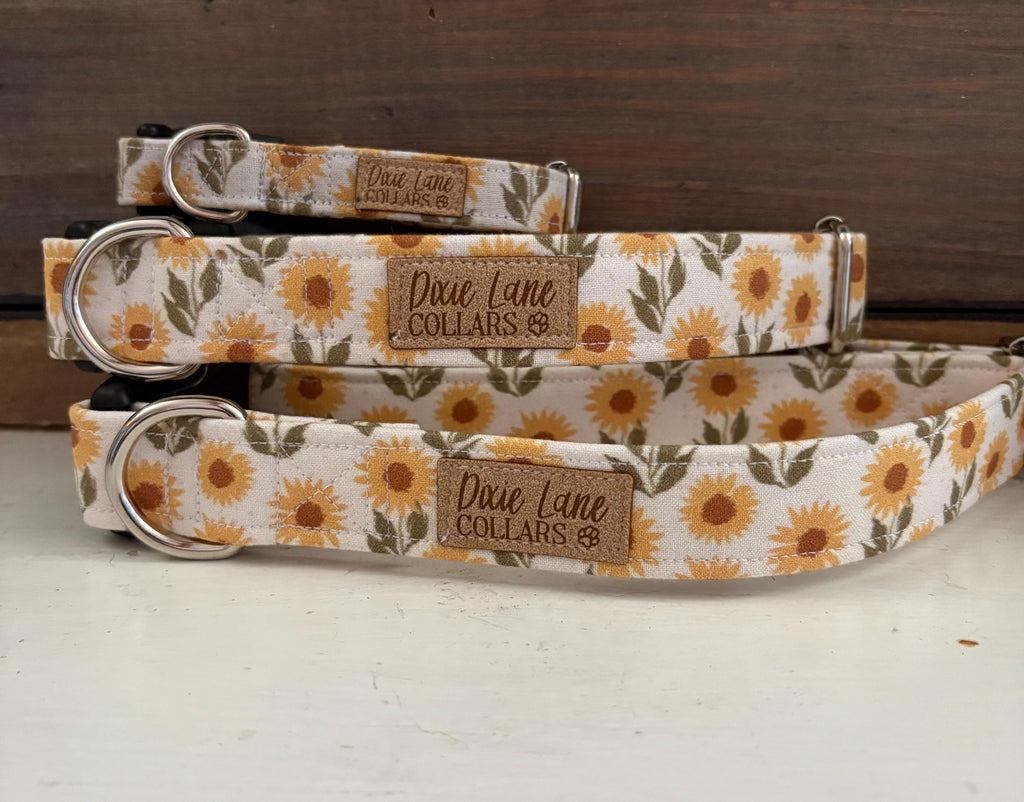 Vintage Sunflower Field Dog Collar