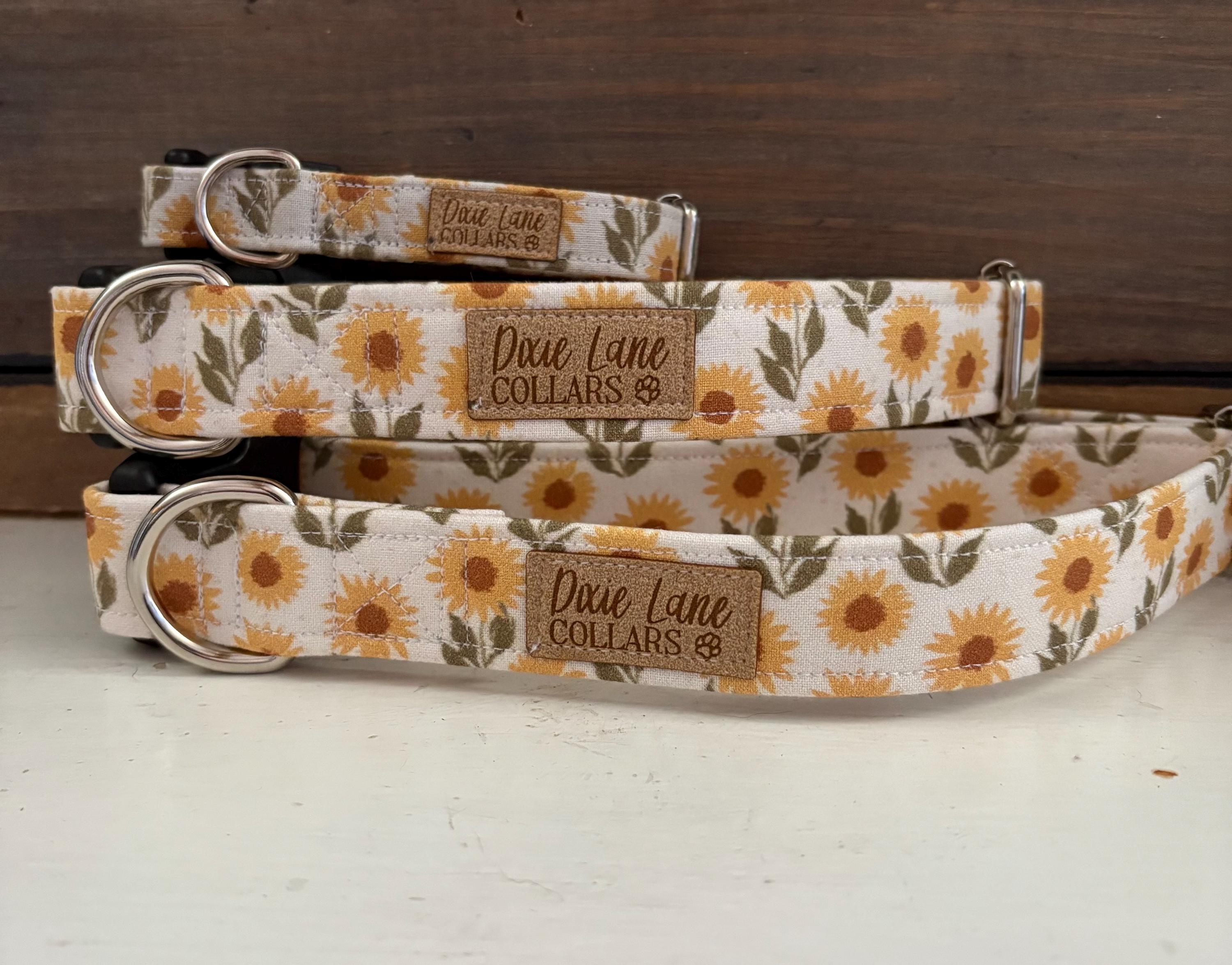 Vintage Sunflower Field Dog Collar