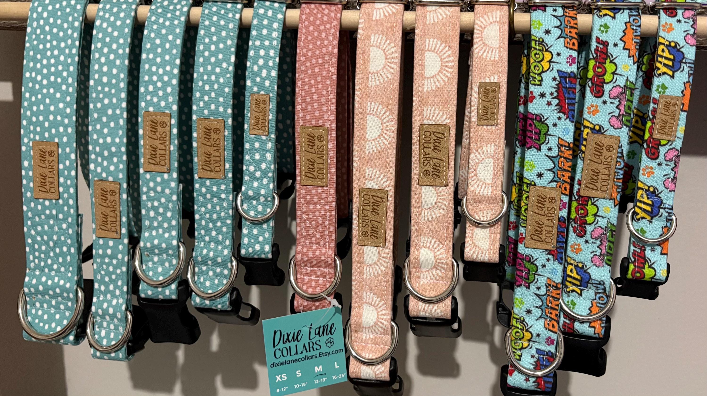 Teal Fawn Polka Dot Print Dog Collar