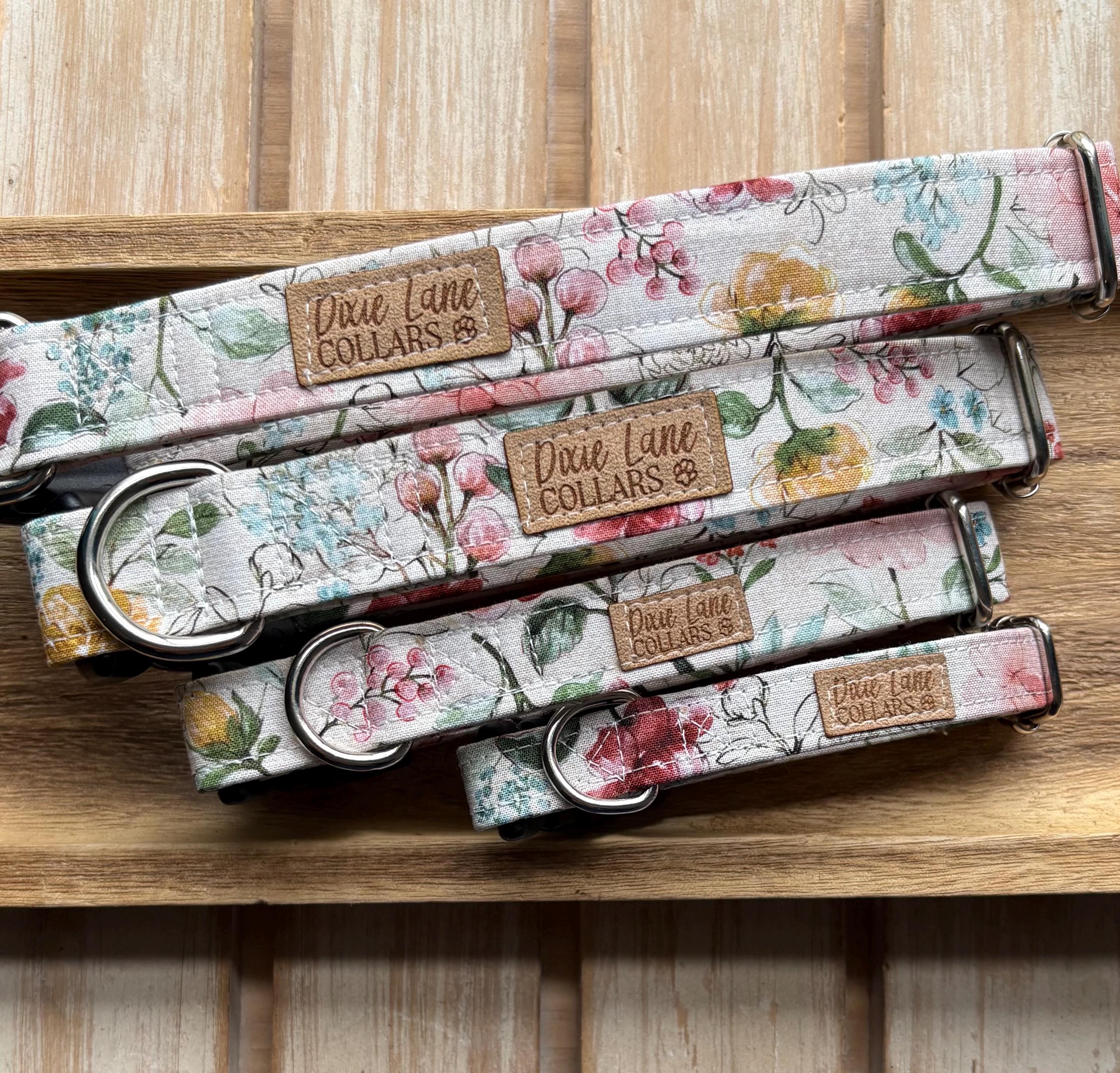 Vintage Floral Fabric Dog Collar