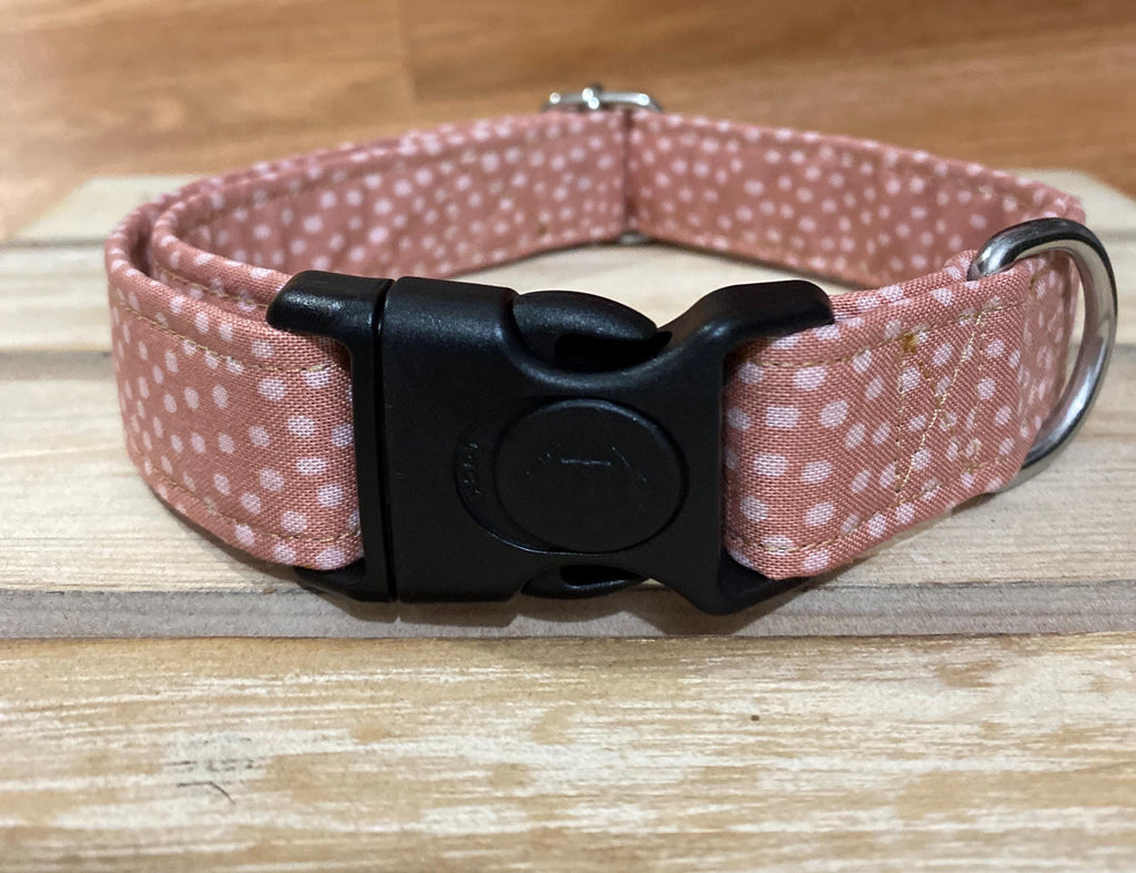 Rose Pink Fawn Polka Dot Dog Collar