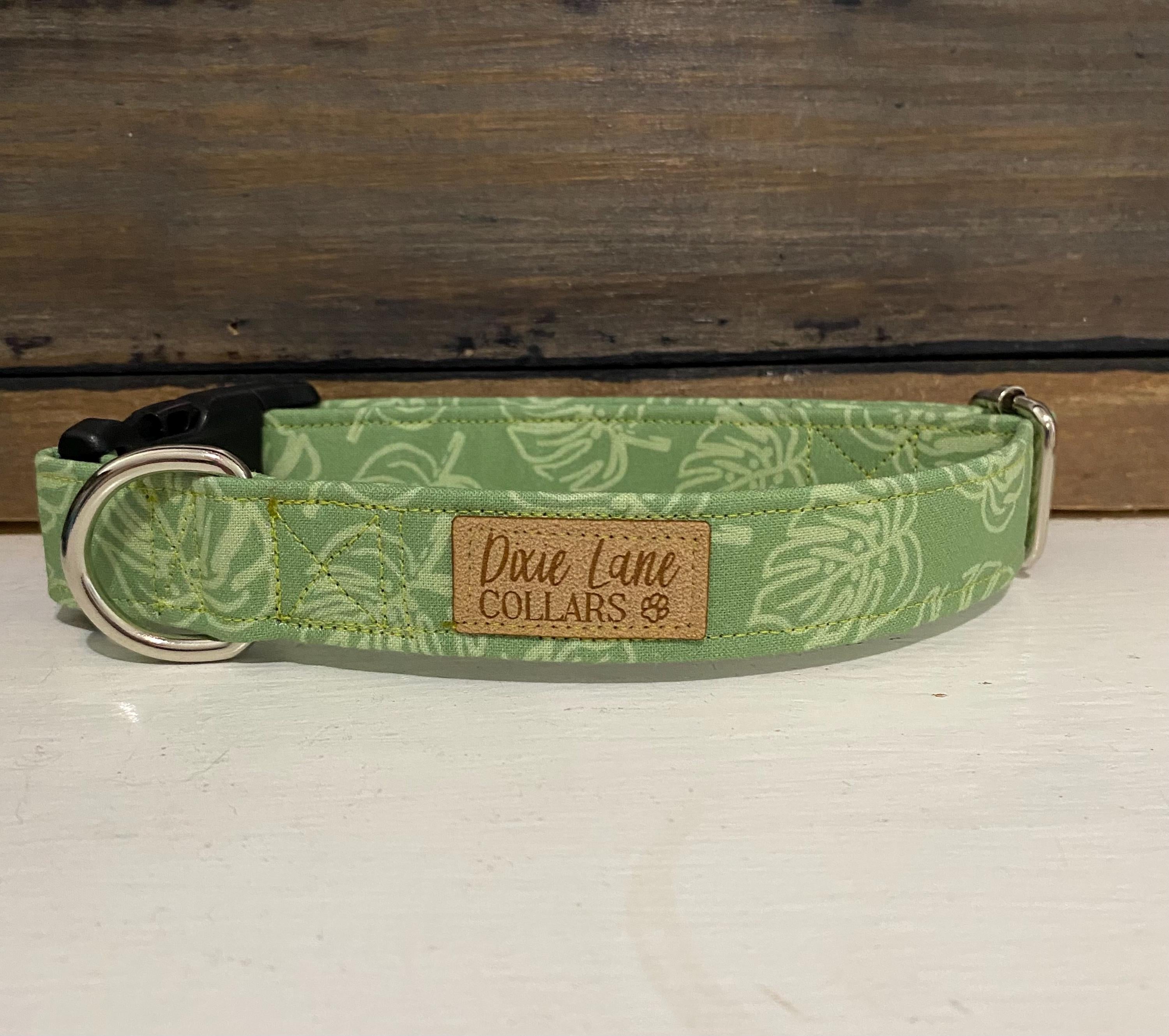 Sage Green Monstera Dog Collar