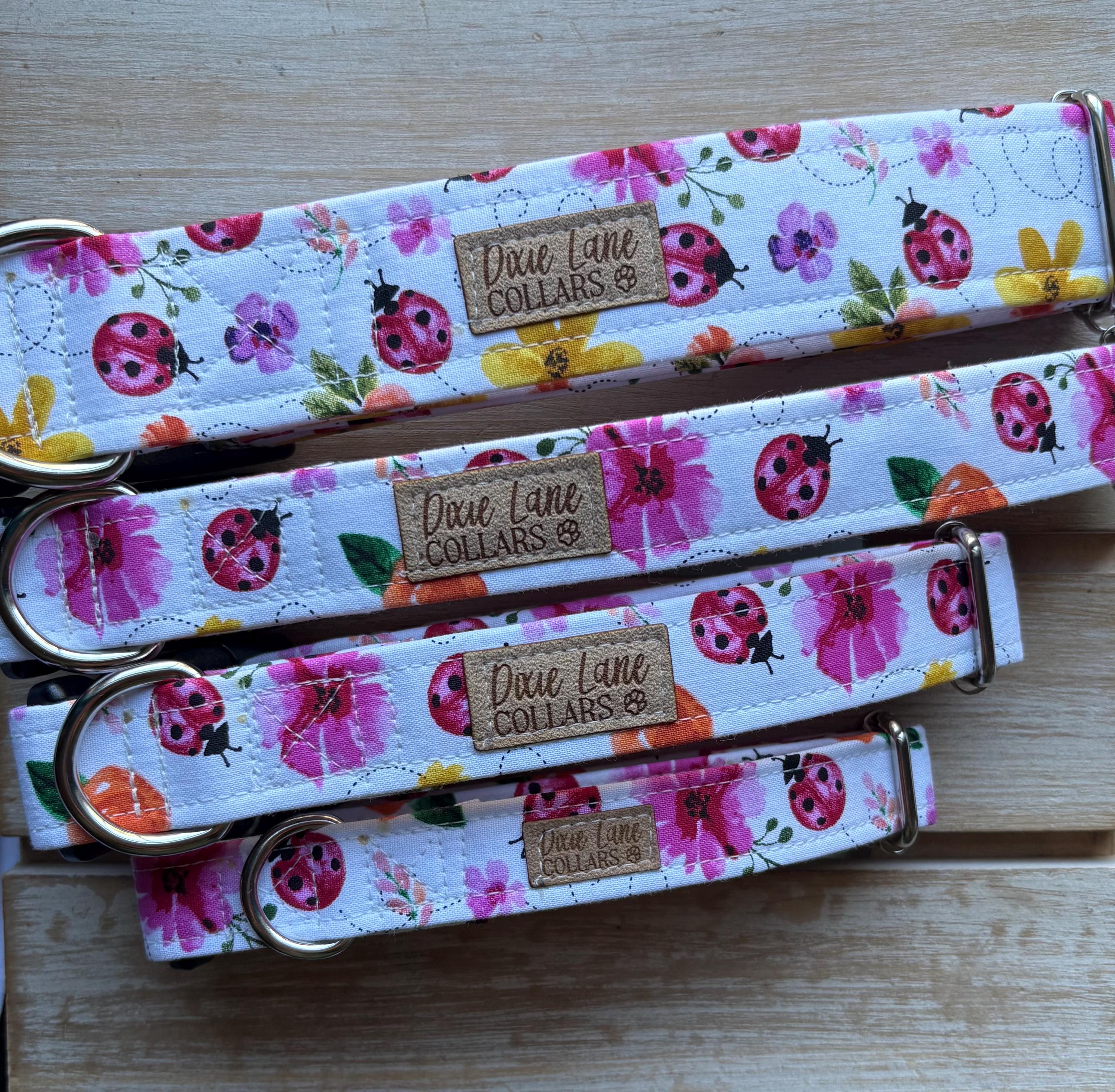 Lady Bug Floral Dog Collar
