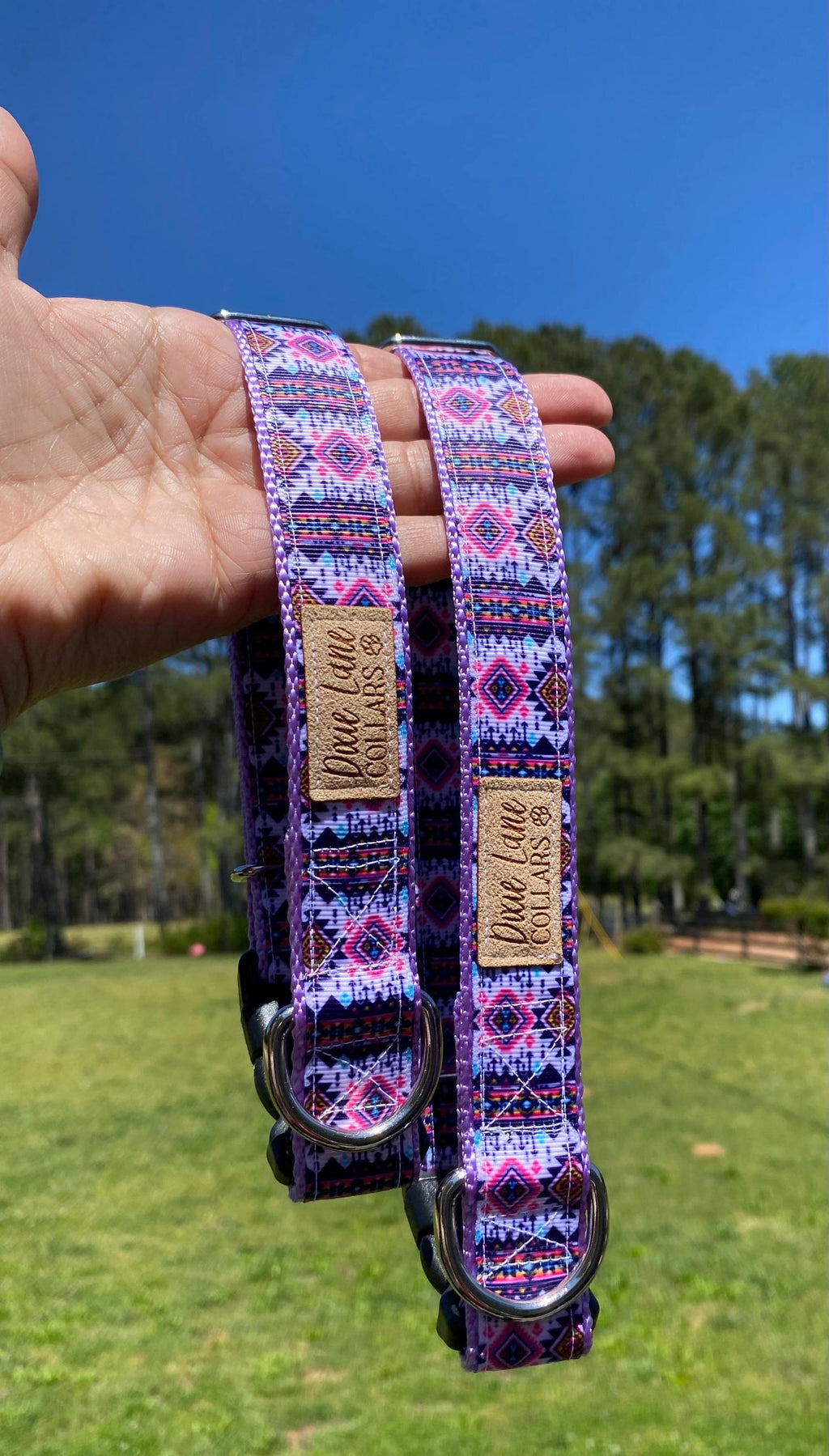 Purple Aztec Ribbon Dog Collar
