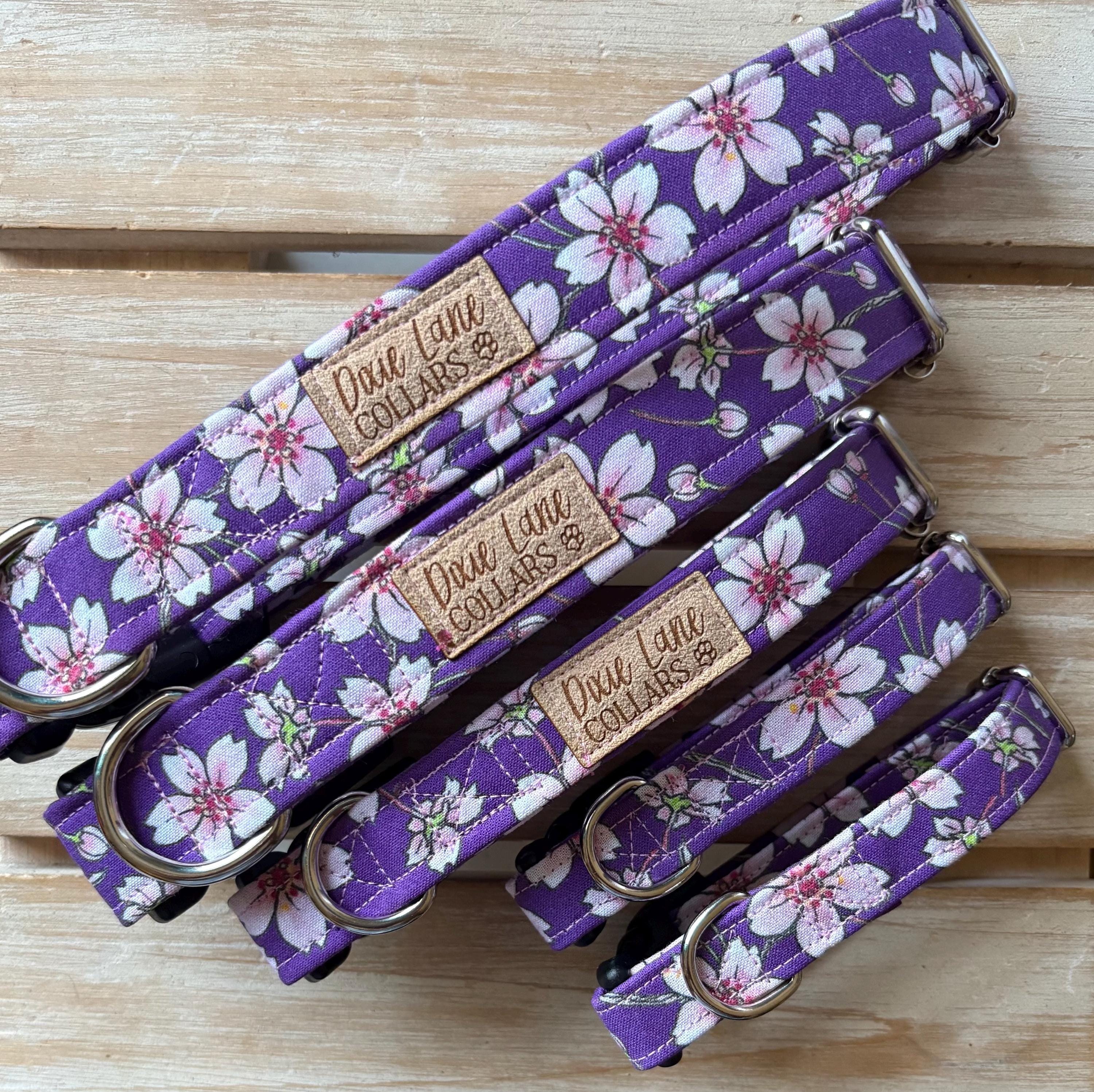 Purple Cherry Blossom Dog Collar