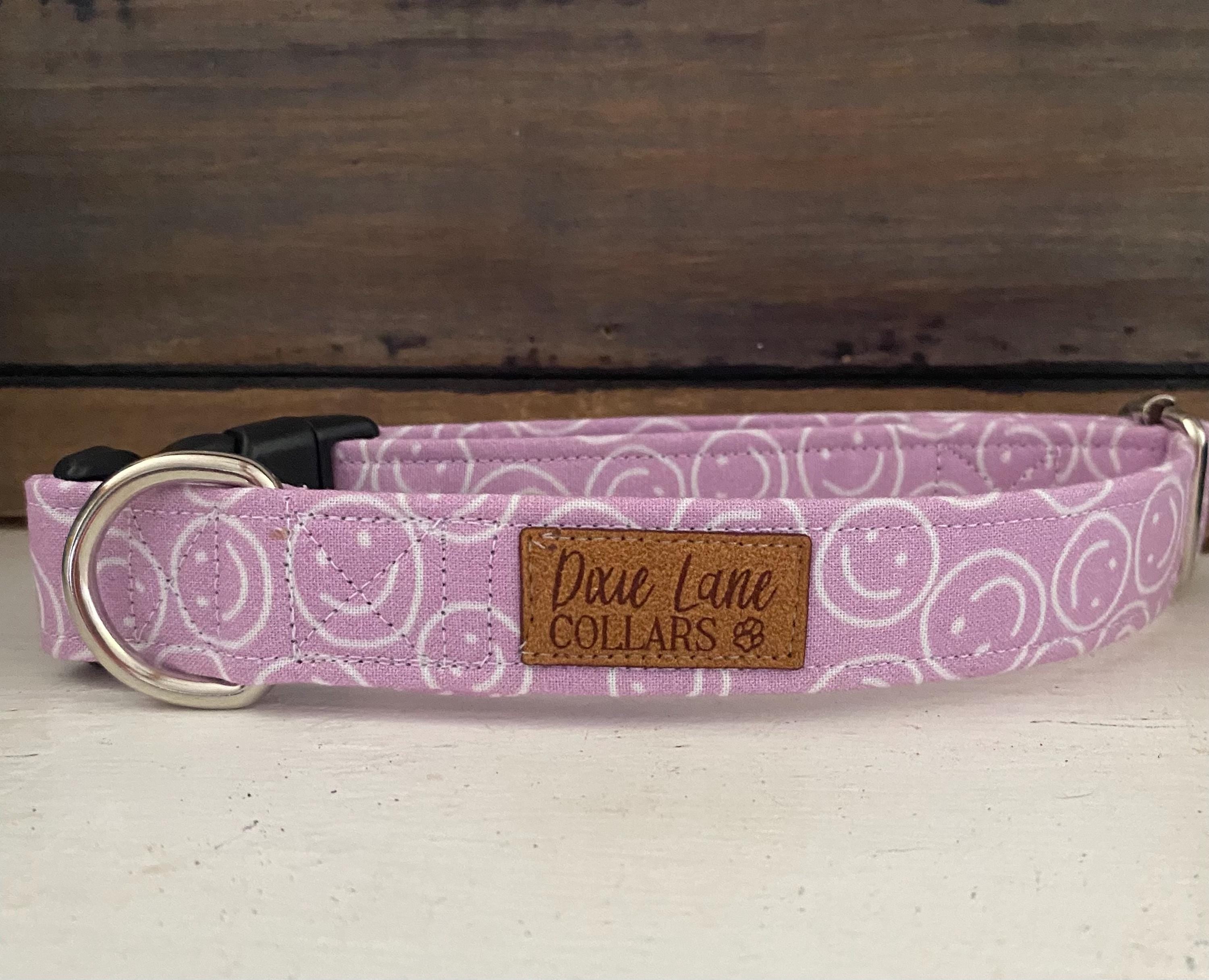 Lavender Smiley Face Dog Collars