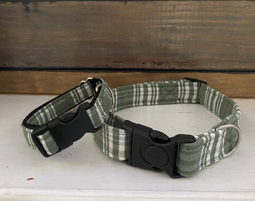 Green Plaid Dog Collar
