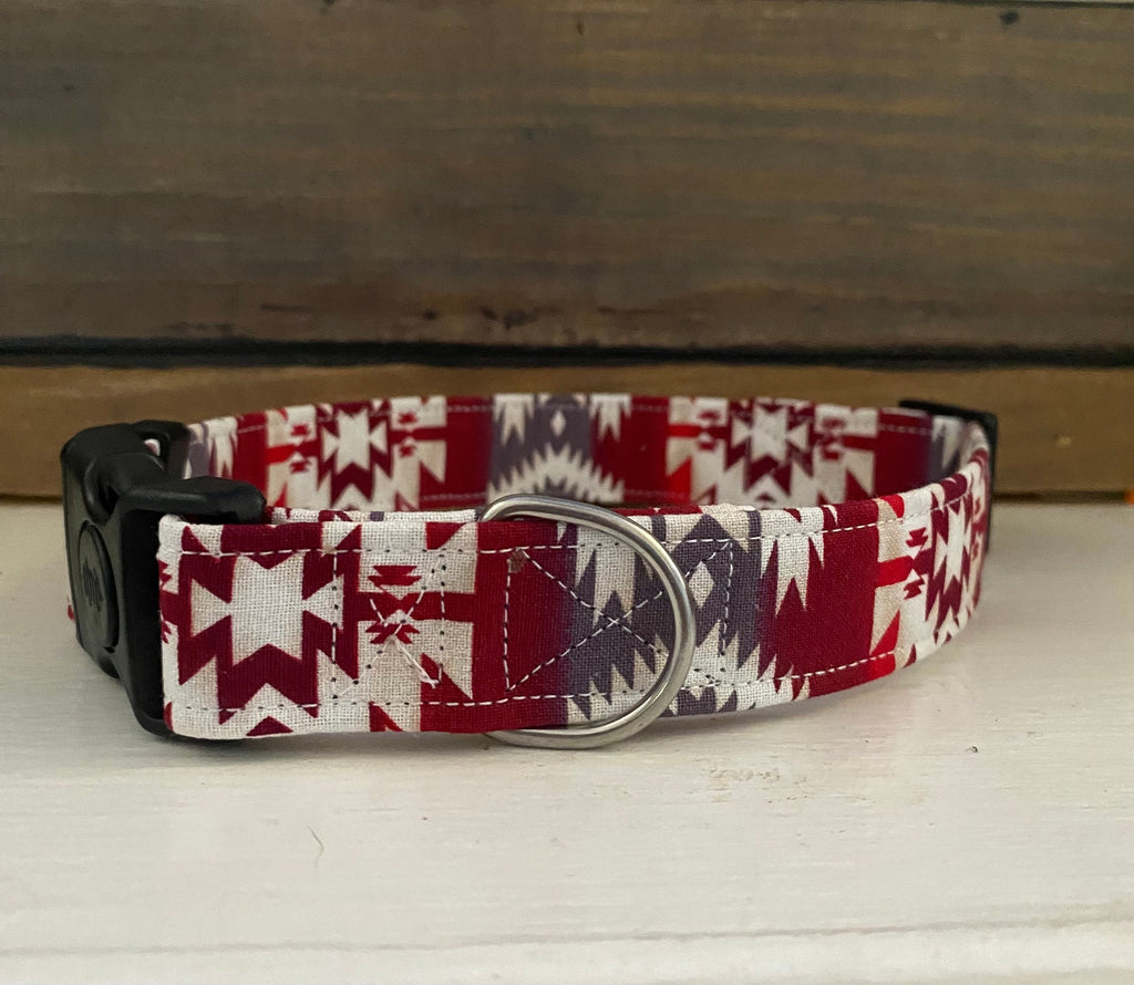 Red Aztec Print Dog Collar