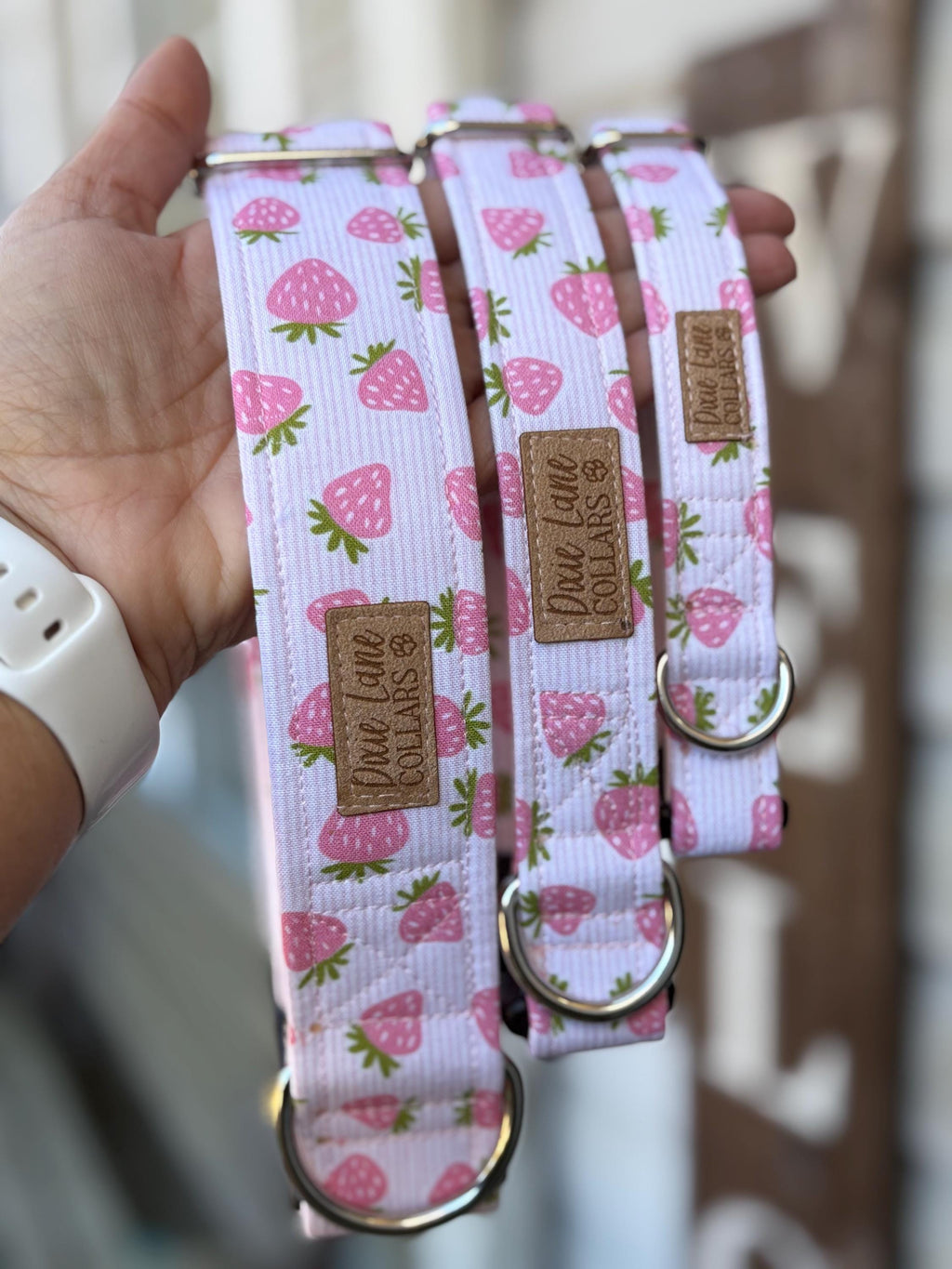 Pink Strawberry Toss Dog Collar