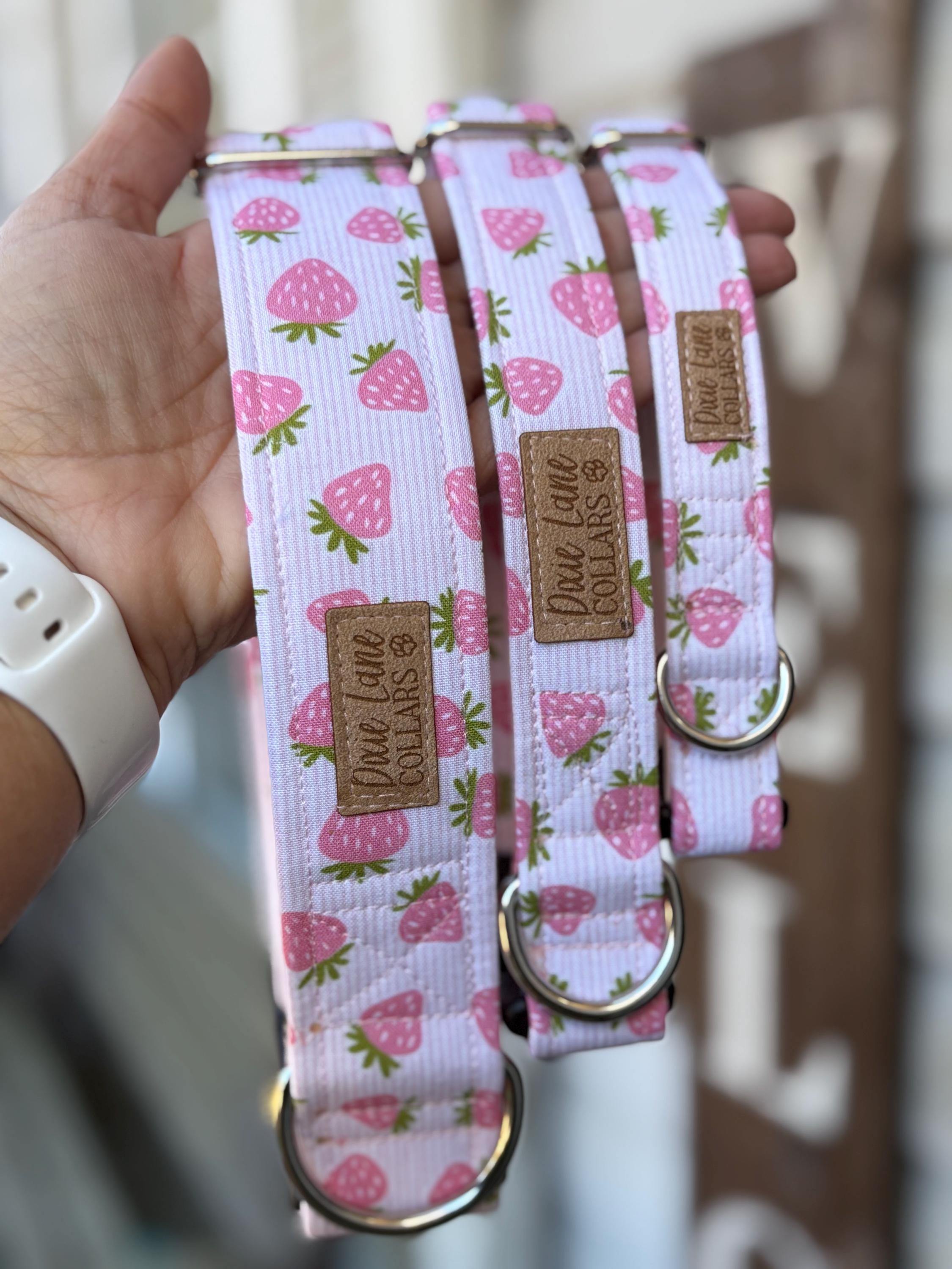 Pink Strawberry Toss Dog Collar