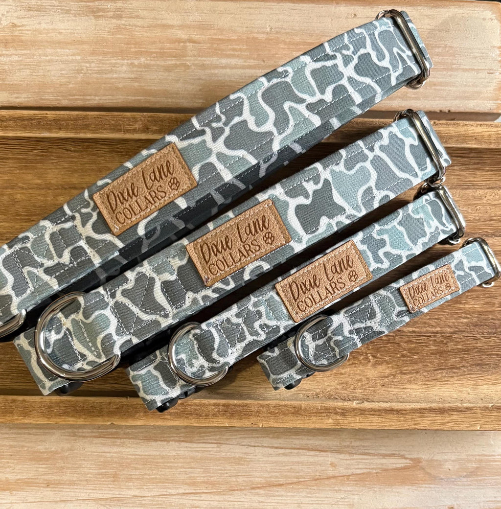 Gray Duck Camo Print Dog Collar