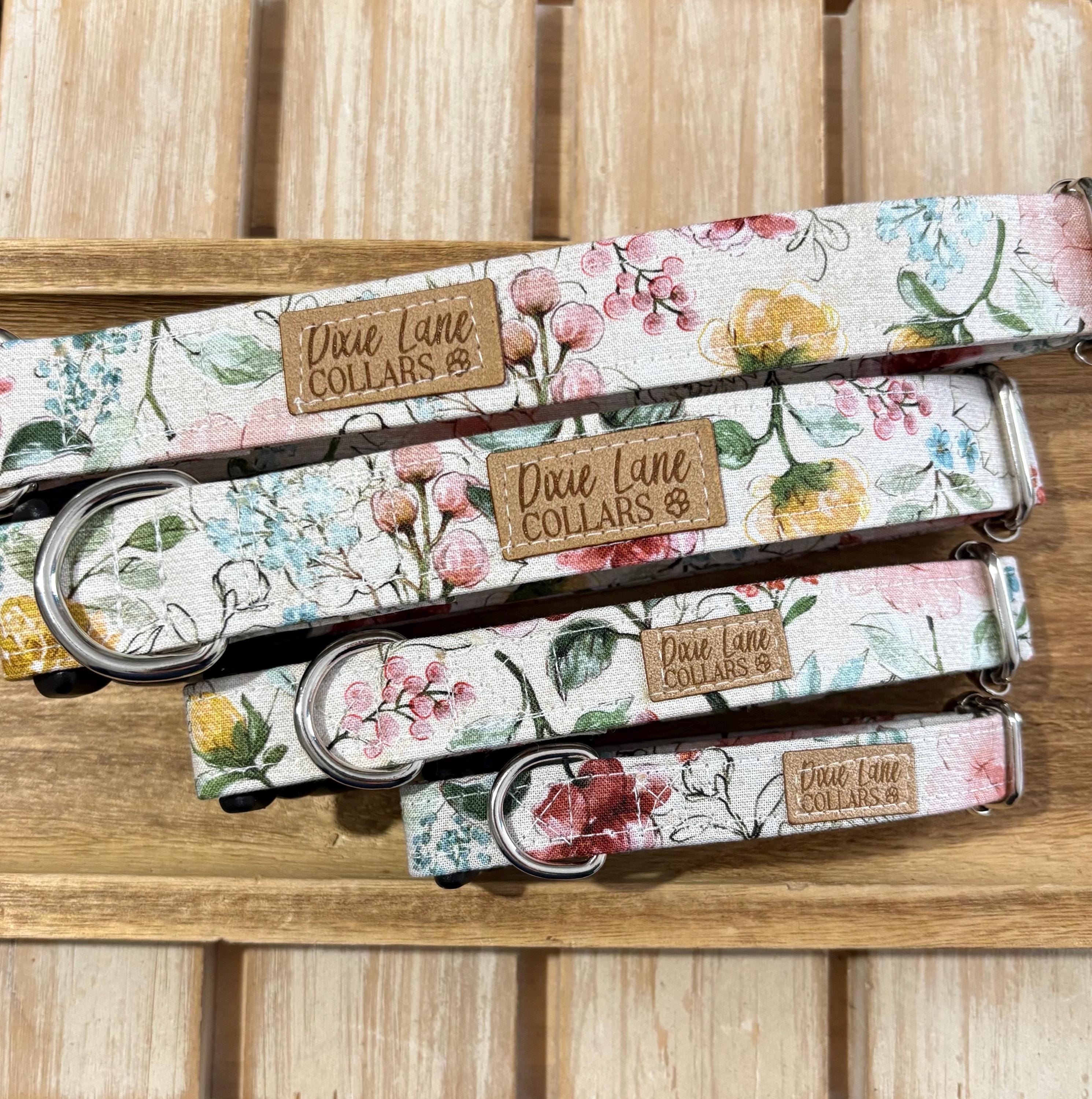 Vintage Floral Fabric Dog Collar